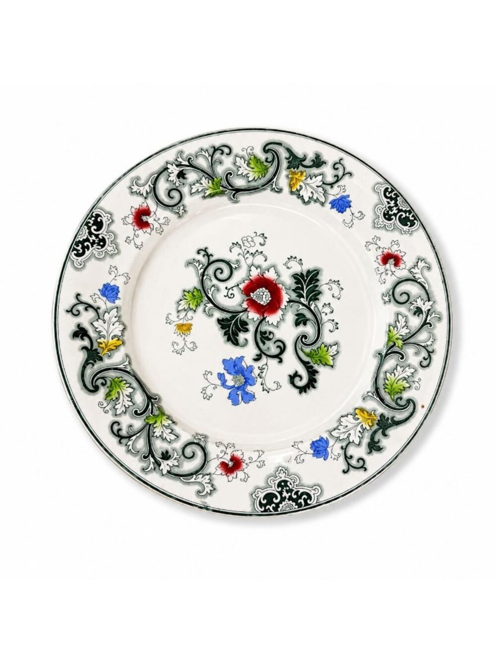 Transferware Ironstone Dinner Plate Francis Morley Aurora Blue Green Transfer wa